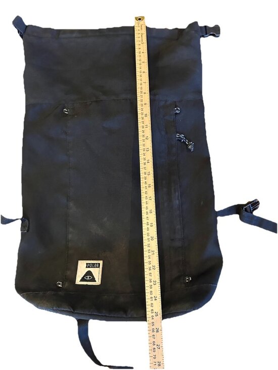 Vintage Poler Outdoor Stuff Backpack Roll Top Backpack Black & Orange - Picture 3 of 9